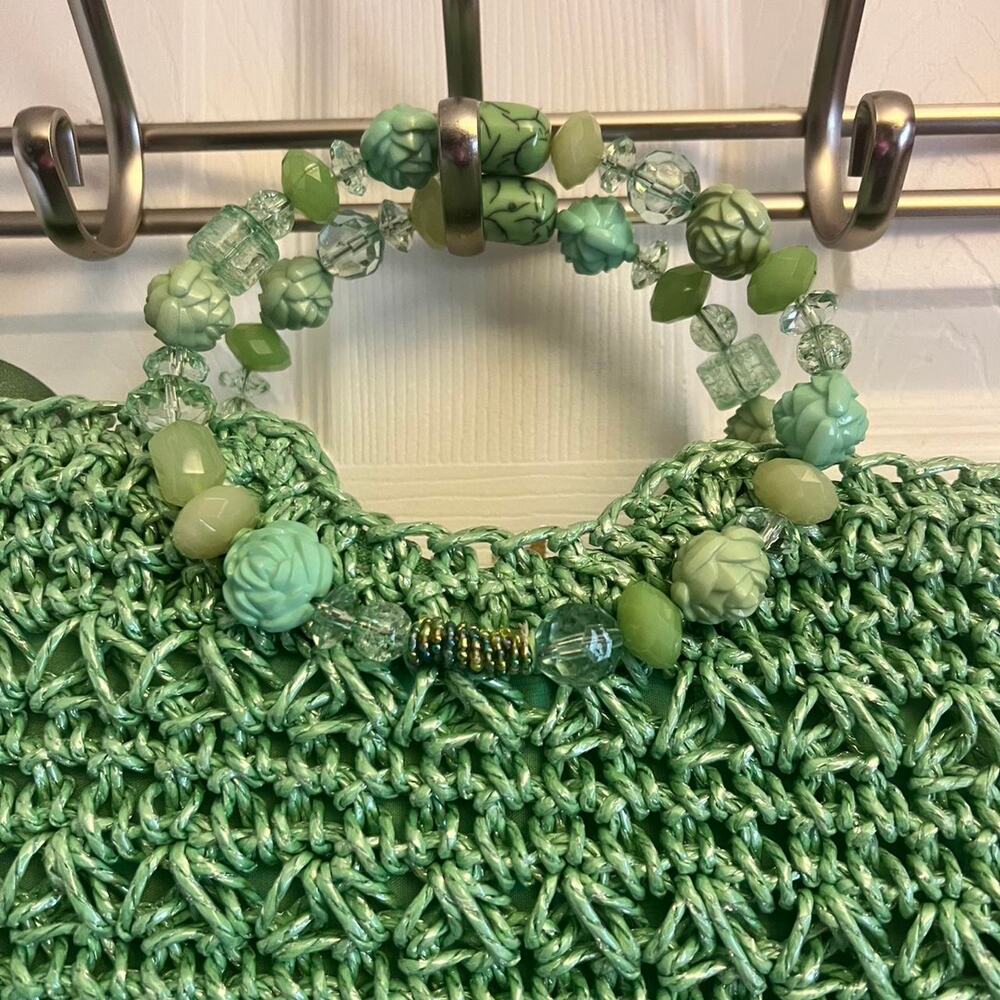 Cappelli green beaded crochet purse - Picture 2 of 6